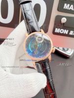 Perfect Replica Patek Philippe Sky Moon Rose Gold Leather Band